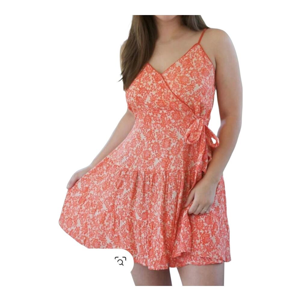 Band of The Free Multi Tiered‎ Floral Wrap Babydoll Mini Dress Womens Medium